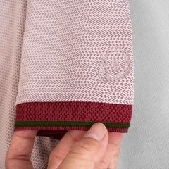 Áo polo nam ngắn tay ALIGRO chất liệu cotton cao cấp hoạ tiết kiểu dệt chữ V màu đỏ đô phối dọc ve chai ALGPLO77.1