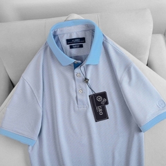 Áo polo nam ngắn tay ALIGRO chất liệu cotton cao cấp hoạ tiết kiểu dệt chữ V màu xanh dương dệt zacka ALGPLO78.1