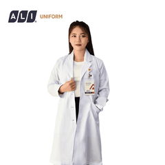 Áo choàng blouse, áo blue trắng dài tay, dáng dài, chất vải oxford cho bác sĩ, dược sĩ, spa Aligro BV.CA.ABLU.OXD