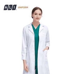 Áo choàng blouse, áo blue trắng dài tay, dáng dài, chất vải oxford cho bác sĩ, dược sĩ, spa Aligro BV.CA.ABLU.OXD