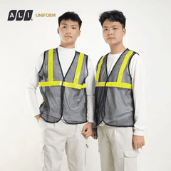 Áo gile bảo hộ lao động lưới phản quang nhựa màu đen GLBH.FFDLD.07