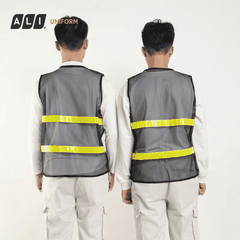 Áo gile bảo hộ lao động lưới phản quang nhựa màu đen GLBH.FFDLD.07