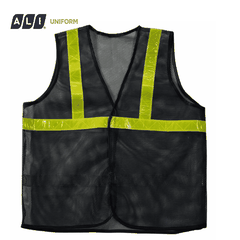 Áo gile bảo hộ lao động lưới phản quang nhựa màu đen GLBH.FFDLD.07