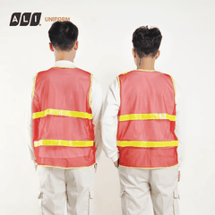 Áo gile bảo hộ lao động lưới phản quang nhựa màu đỏ GLBH.FFDLDO.11
