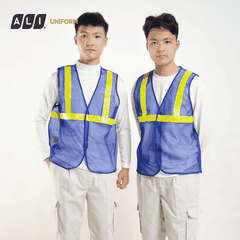 Áo gile bảo hộ lao động lưới phản quang nhựa màu xanh dương GLBH.FFDLXD.10