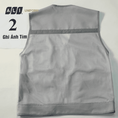 Áo gile bảo hộ lao động phản quang 4 túi chất vải kaki/lưới thoáng mát, thấm hút tốt màu ghi ánh tím GLBH.FFD4TGAT.02