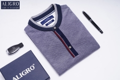 Áo polo nam ngắn tay Aligro cao cấp ALGPLO37 vải CVC cao cấp dáng slimfit cổ tàu màu ghi sáng