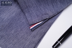 Áo polo nam ngắn tay Aligro cao cấp ALGPLO37 vải CVC cao cấp dáng slimfit cổ tàu màu ghi sáng