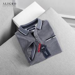 Áo polo cổ dệt màu ghi sáng ALGPLO40