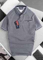 Áo polo cổ dệt màu ghi sáng ALGPLO40