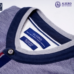 Áo polo nam ngắn tay Aligro cao cấp ALGPLO37 vải CVC cao cấp dáng slimfit cổ tàu màu ghi sáng
