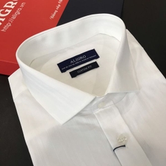 Áo sơ mi nam màu trắng cộc tay Custom Fit mã ALG-C0107