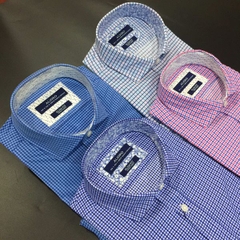 Áo sơ mi nam dài tay kẻ xanh ca-rô Slimfit ALGS179
