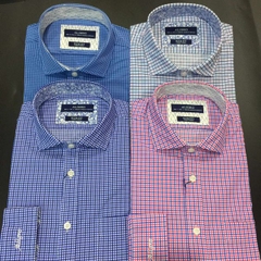 Áo sơ mi nam dài tay kẻ xanh ca-rô Slimfit ALGS179