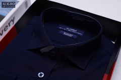 Áo sơ mi nam ngắn tay cao cấp Aligro ALGS-C80 vải bamboo chống nhăn form SLIMFIT màu navy