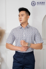Áo sơ mi cộc tay nam công sở Aligro họa tiết nhiều màu dáng Custom ALGS-C90