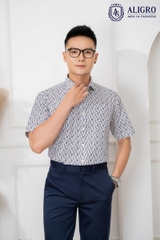 Áo sơ mi cộc tay nam công sở Aligro họa tiết nhiều màu dáng Custom ALGS-C90