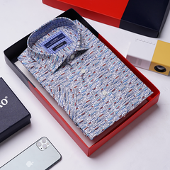 Áo sơ mi cộc tay nam công sở Aligro họa tiết thuyền dáng Custom ALGS-C87