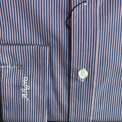 Áo sơ mi dài tay công sở cao cấp Aligro ALGS165 dáng Slimfit kẻ sọc cam - navy