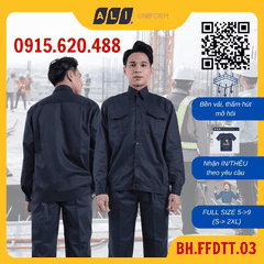 Bộ quần áo bảo hộ lao động Aligro chất liệu Kaki 2/1 bền đẹp, đồng phục cho công nhân, kỹ sư màu tím than BH.FFDTT.03