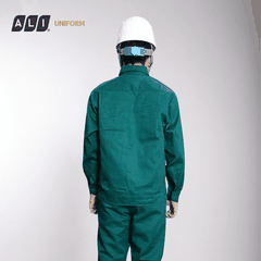 Bộ quần áo bảo hộ lao động Aligro chất liệu Kaki 2/1 bền đẹp, đồng phục cho công nhân, kỹ sư màu xanh lá BH.FFDXL.06