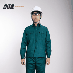 Bộ quần áo bảo hộ lao động Aligro chất liệu Kaki 2/1 bền đẹp, đồng phục cho công nhân, kỹ sư màu xanh lá BH.FFDXL.06