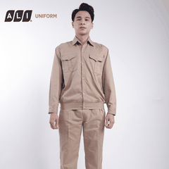 Bộ quần áo bảo hộ lao động Aligro chất liệu Kaki Nam Định bền đẹp, đồng phục cho công nhân, kỹ sư màu ghi đất BH.NBGD.02