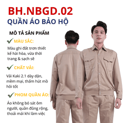 Bộ quần áo bảo hộ lao động Aligro chất liệu Kaki Nam Định bền đẹp, đồng phục cho công nhân, kỹ sư màu ghi đất BH.NBGD.02