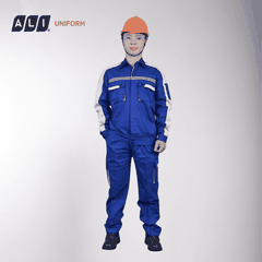 Bộ quần áo bảo hộ lao động Aligro chất liệu Pang Rim bền đẹp, đồng phục cho công nhân màu xanh phối ghi BH.TNTXG.15