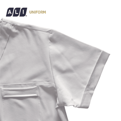 Bộ Scrubs bác sĩ cổ tim, quần áo phòng mổ, đồng phục điều dưỡng spa chất vải kaki chun hàn màu trắng BV.CA.BKTV.KK.5