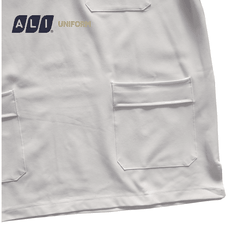 Bộ Scrubs bác sĩ cổ tim, quần áo phòng mổ, đồng phục điều dưỡng spa chất vải kaki chun hàn màu trắng BV.CA.BKTV.KK.5