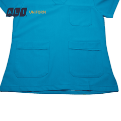 Bộ Scrubs bác sĩ cổ tim, quần áo phòng mổ, đồng phục điều dưỡng spa chất vải kaki chun hàn màu xanh 116 BV.CA.BKTV.KK.3