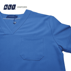 Bộ Scrubs bác sĩ cổ tim, quần áo phòng mổ, đồng phục điều dưỡng spa chất vải kaki chun hàn màu xanh 177 BV.CA.BKTV.KK.2
