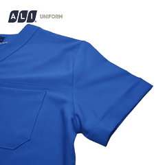 Bộ Scrubs bác sĩ cổ tim, quần áo phòng mổ, đồng phục điều dưỡng spa chất vải kaki chun hàn màu xanh 177 BV.CA.BKTV.KK.2