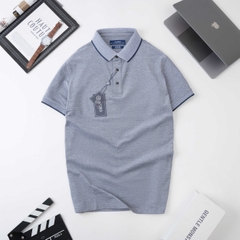 Áo polo nam ngắn tay cao cấp Aligro ALGPLO92 chất liệu 100% cotton form SLIMFIT phối 2 màu sợi ghi-navy
