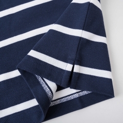Áo Polo nam ngắn tay kẻ ngang navy-trắng ALGPLO98