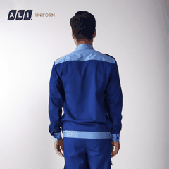 Quần áo bảo hộ lao động Aligro chất liệu Pang Rim bền đẹp cho công nhân màu xanh dương phối xanh hòa bình BH.FFDXDXHB.16