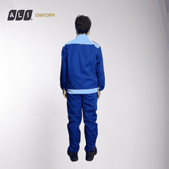 Quần áo bảo hộ lao động Aligro chất liệu Pang Rim bền đẹp cho công nhân màu xanh dương phối xanh hòa bình BH.FFDXDXHB.16