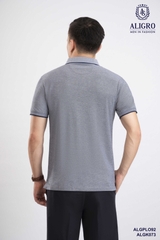 Áo polo nam ngắn tay cao cấp Aligro ALGPLO92 chất liệu 100% cotton form SLIMFIT phối 2 màu sợi ghi-navy