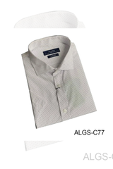 Áo sơ mi nam ngắn tay cao cấp Aligro ALGS-C77 vải bamboo chống nhăn form SLIMFIT màu trắng chấm bi