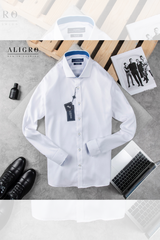 Áo sơ mi dài tay trắng phối cổ-tay ALGS194
