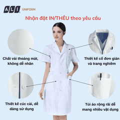 Váy blouse, váy điều dưỡng cộc tay chất vải kaki chun hàn cho y tá Aligro BV.CA.VDDCT