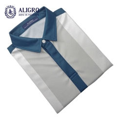 Áo polo dài tay nam, áo thun dài tay Aligro có cổ xanh kẻ sọc, co giãn cao cấp, vải mềm mịn thoáng mát ALGAPD068