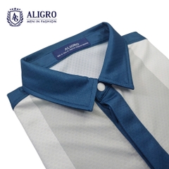 Áo polo dài tay nam, áo thun dài tay Aligro có cổ xanh kẻ sọc, co giãn cao cấp, vải mềm mịn thoáng mát ALGAPD068