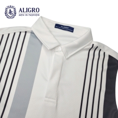 Áo polo dài tay nam, áo thun dài tay Aligro có cổ trắng kẻ sọc, co giãn cao cấp, vải mềm mịn thoáng mát ALGAPD067