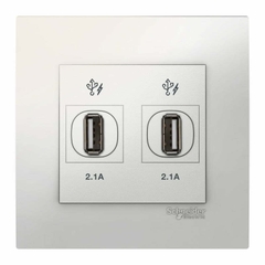 BỘ Ổ CẮM SẠC USB ĐÔI 2.1A SCHNEIDER KB32USB_WE_G19