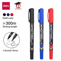 Bút dạ dầu 2 đầu màu đỏ DELI EU72-RD