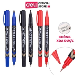 Bút Dạ Kính 2 Đầu - Đen DELI EU10420