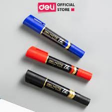 Bút dạ dầu 2 đầu màu đỏ DELI EU72-RD