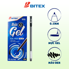 Bút gel mực đỏ 0.5mm - G04 BITEX (20 cây - hộp)